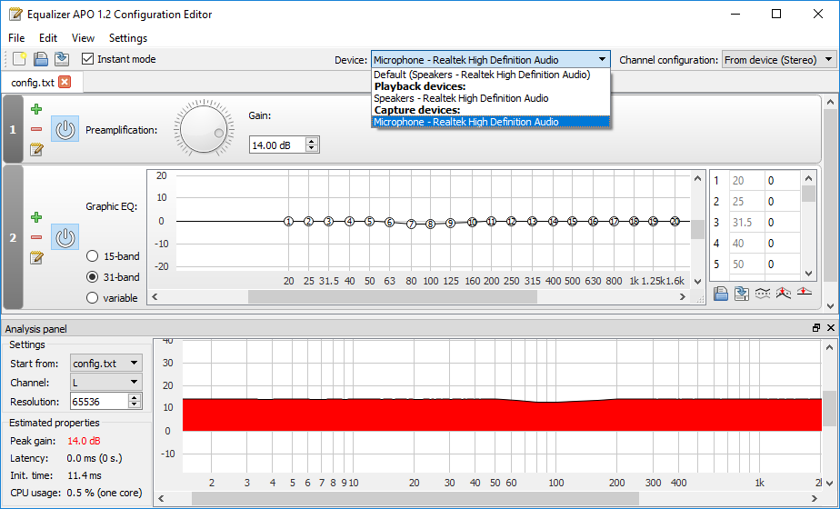 Interface equalizer apo